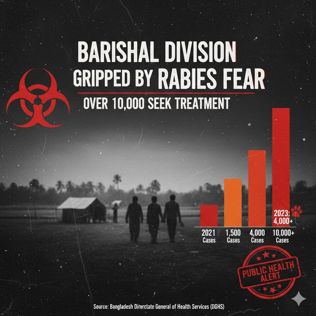 দক্ষিণাঞ্চলে বাড়ছে জলাতঙ্ক,আক্রান্ত ১০ হাজার