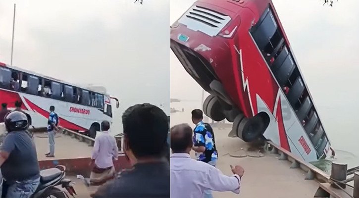 ফেরিতে ওঠার সময় বাস নদীতে,নিখোঁজ অনেকে